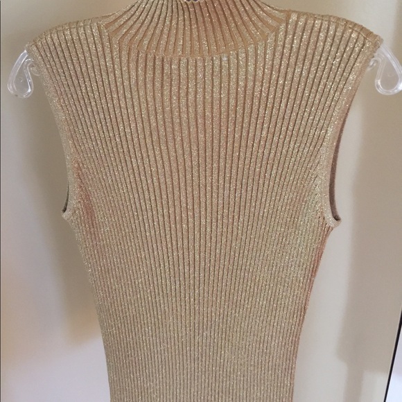 Joseph Abboud, Gold Metallic Sleeveless Sweater - Picture 8 of 9